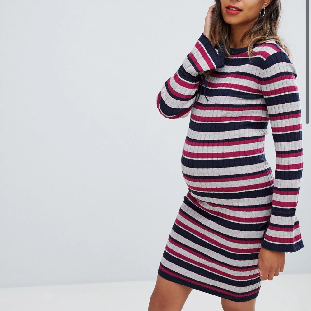 Maternity Mamalicious Stripe Sweater Dress